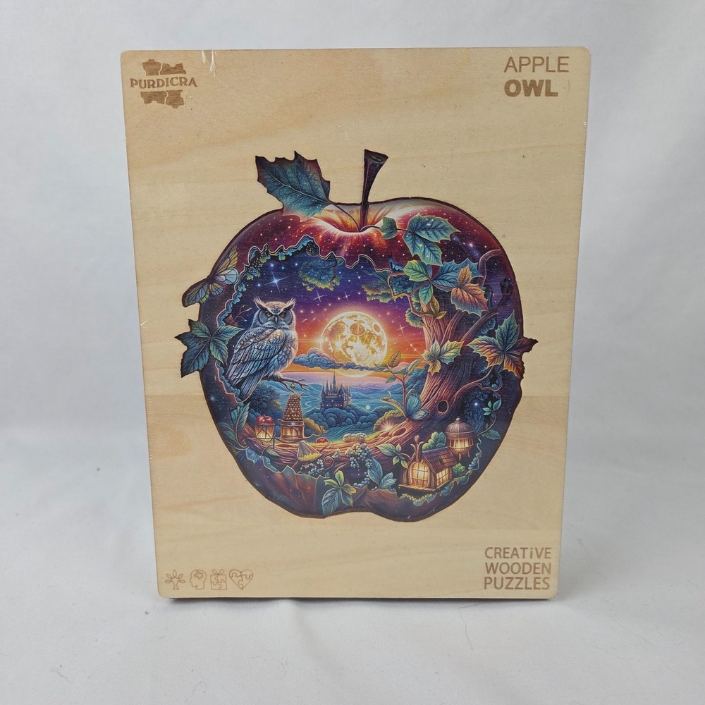 New Sealed Purdicra Apple ~ Owl Wooden Puzzle ~ 160pcs ~ 11.4 x 11 inches